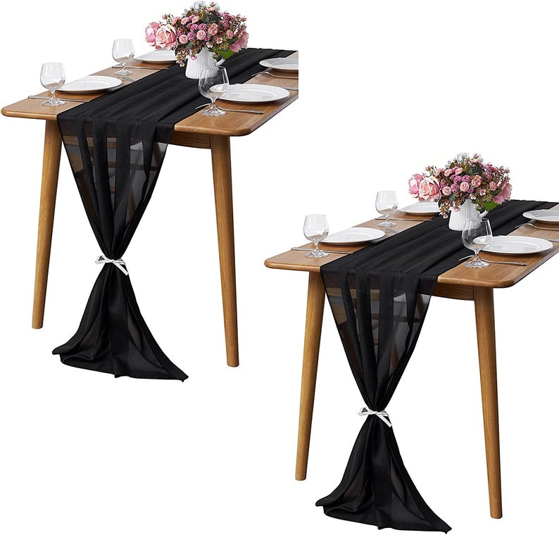 Chiffon Table Runner 2 Pack Elegant Sheer Table Runner 29"X10ft Long Rustic Table Runners for Wedding Bridal Shower Table