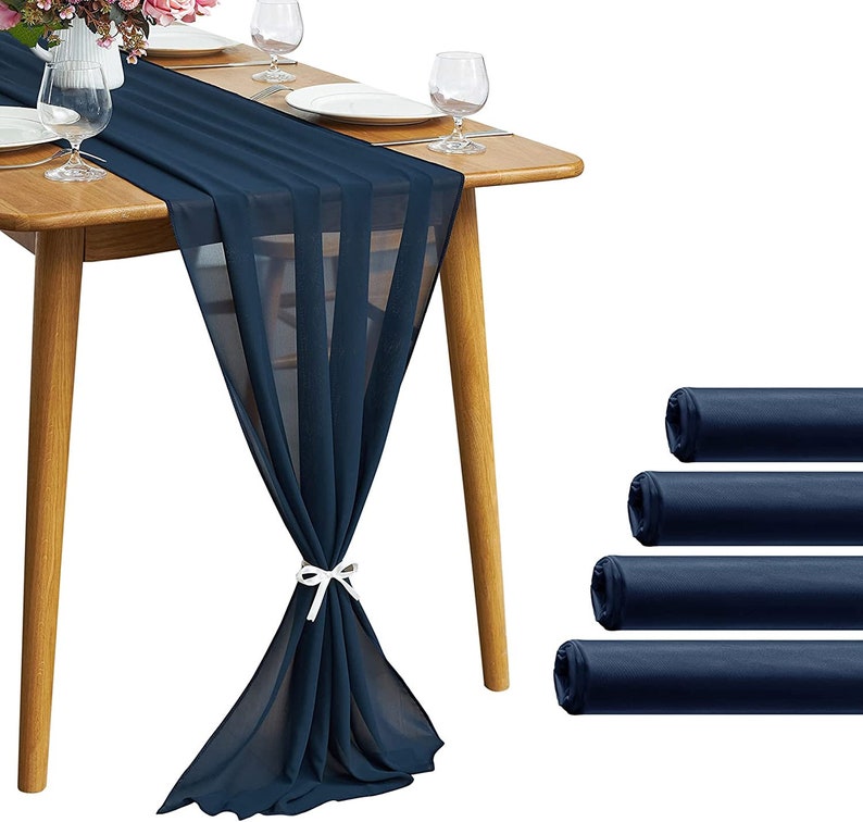 Chiffon Table Runner 2 Pack Elegant Sheer Table Runner 58"X10ft Long Rustic Table Runners for Wedding Bridal Shower Table
