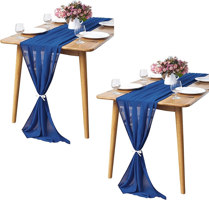 Chiffon Table Runner 2 Pack Elegant Sheer Table Runner 29"X10ft Long Rustic Table Runners for Wedding Bridal Shower Table