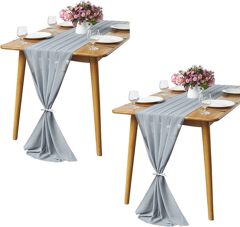 Chiffon Table Runner 2 Pack Elegant Sheer Table Runner 58"X10ft Long Rustic Table Runners for Wedding Bridal Shower Table