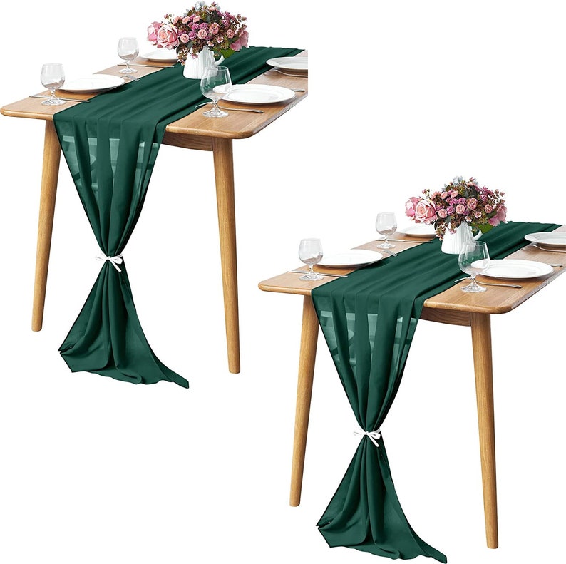 Chiffon Table Runner 2 Pack Elegant Sheer Table Runner 58"X10ft Long Rustic Table Runners for Wedding Bridal Shower Table