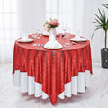 Square Sequin Tablecloth - RED - Glitter Tablecloth for Bridal Shower Decorations, Birthday, Wedding, Dessert, Banquet