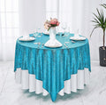 Square Sequin Tablecloth - TURQUOISE - Glitter Tablecloth for Bridal Shower Decorations, Birthday, Wedding, Dessert, Banquet