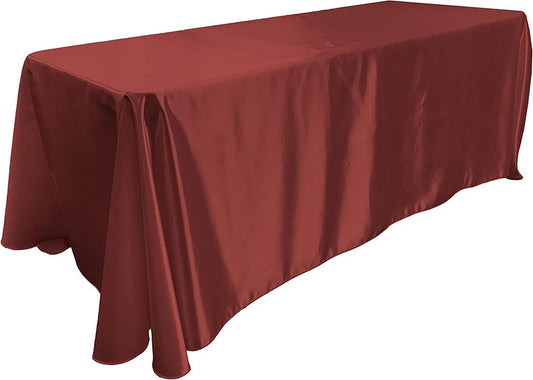 90" Burgundy Satin Tablecloth for Wedding Dinning Event Parties Banquet Holiday Decoration Square Rectangle Table Cover