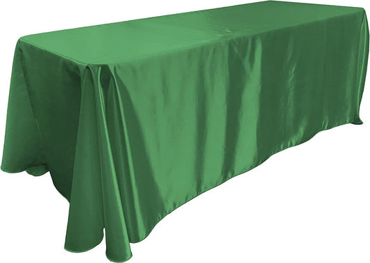 90" Kelly Green Satin Tablecloth for Wedding Dinning Event Parties Banquet Holiday Decoration Square Rectangle Table Cover