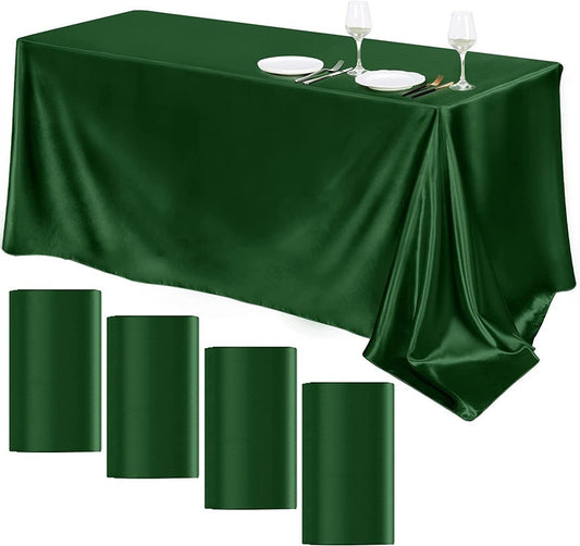 90" Hunter Satin Tablecloth for Wedding Dinning Event Parties Banquet Holiday Decoration Square Rectangle Table Cover