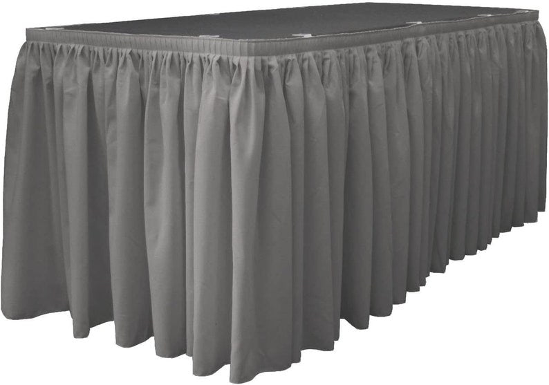 14-Foot by 29-Inch - Poplin Table Skirt for Rectangle Tables, Pleat Fabric for Wedding Banquet Trade Show, 14-Foot by 29-Inch Charcoal