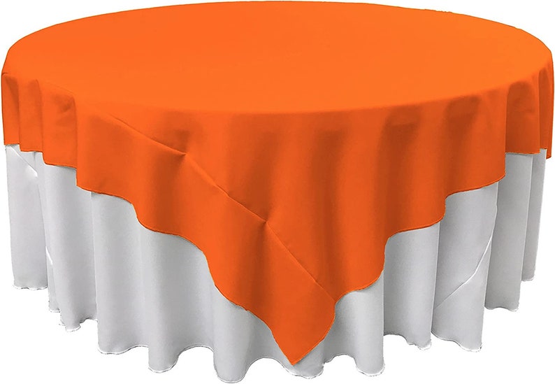 60" X 60" - Overlay Polyester Poplin Washable Square Tablecloth, Stain and Wrinkle Resistant Table Cover Dinning, Kitchen, Party, Holiday