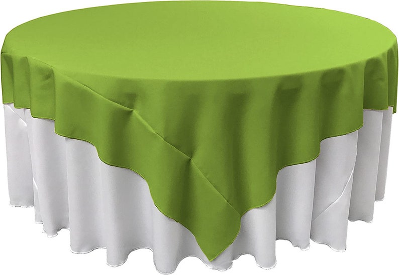 60" X 60" - Overlay Polyester Poplin Washable Square Tablecloth, Stain and Wrinkle Resistant Table Cover Dinning, Kitchen, Party, Holiday