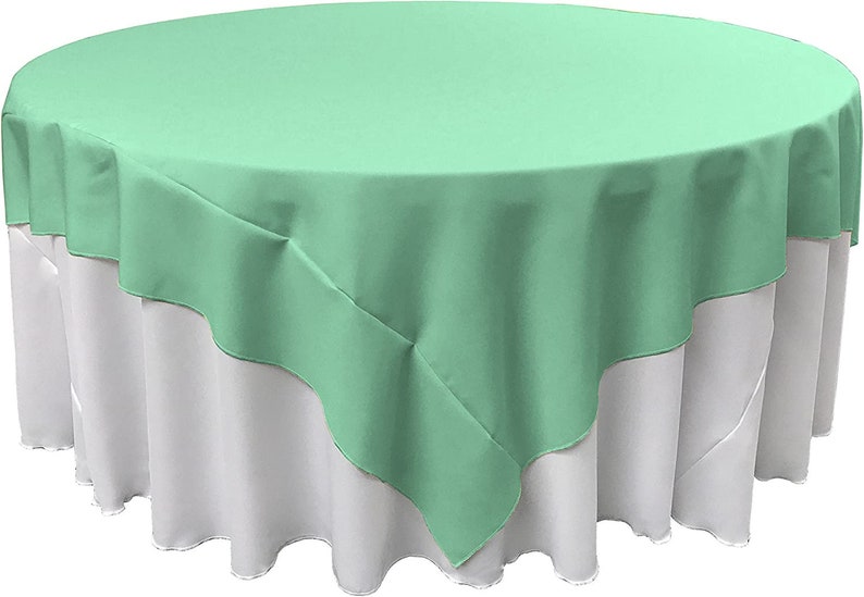 60" X 60" - Overlay Polyester Poplin Washable Square Tablecloth, Stain and Wrinkle Resistant Table Cover Dinning, Kitchen, Party, Holiday