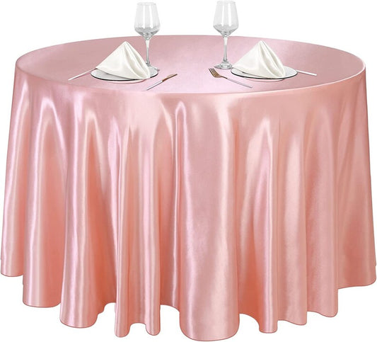 ROSEGOLD - Round Satin Tablecloth Overlay Table Cover Smooth Table Decor Tablecloth for Holiday Dinner Wedding Banquet Table Decoration