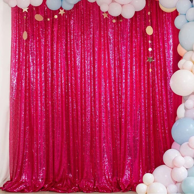 FUCHSIA - Sequin Backdrop 1 Panel 10FT x 10FT Christmas Party Backdrop Curtains Glitter Photo Background for Wedding Baby Shower Decoration