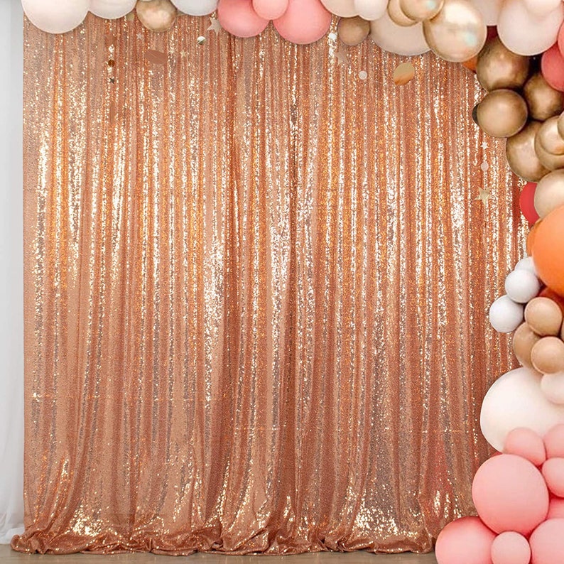 ROSEGOLD - Sequin Backdrop 1 Panel 10FT x 10FT Christmas Party Backdrop Curtains Glitter Photo Background for Wedding Baby Shower Decoration