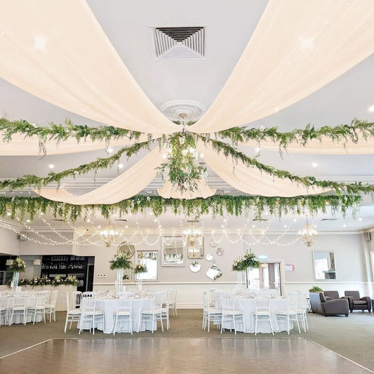 Backdrop Chiffon Curtains 20' x 30' Ft - CHAMPAGNE - 6 Panels Chiffon Backdrop Curtain Sheer Curtains Wedding Arch Draping Fabric for Party