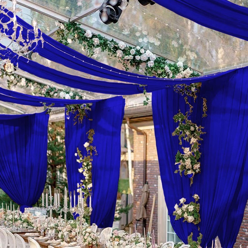 ROYAL - Ceiling Drapes Wedding Arch Draping 5FTx20FT Chiffon Curtains 2 Panels Tent Drapes for Events Sheer Backdrop Drapes Wedding Arch