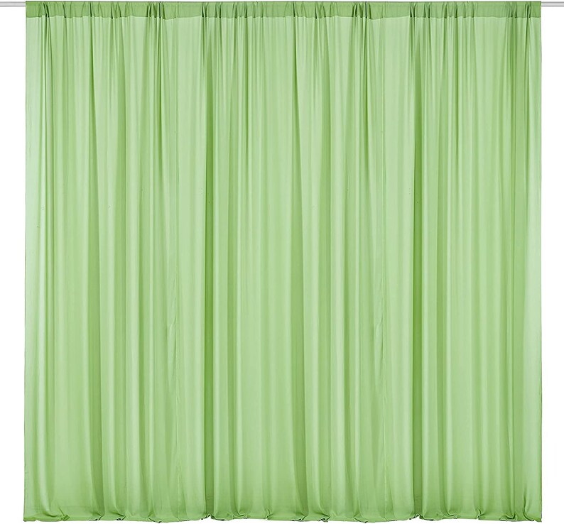 Backdrop Chiffon Curtains 10' Ft x 10' Ft - SAGE - 1 Panel Chiffon Backdrop Curtain Sheer Curtains Wedding Arch Draping Fabric for Party