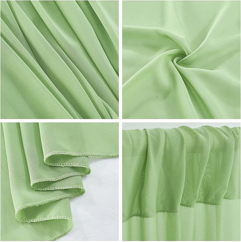 Backdrop Chiffon Curtains 10' Ft x 10' Ft - SAGE - 1 Panel Chiffon Backdrop Curtain Sheer Curtains Wedding Arch Draping Fabric for Party