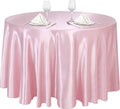 PINK - Round Satin Tablecloth Overlay Table Cover Smooth Table Decor Tablecloth for Holiday Dinner Wedding Banquet Table Decoration