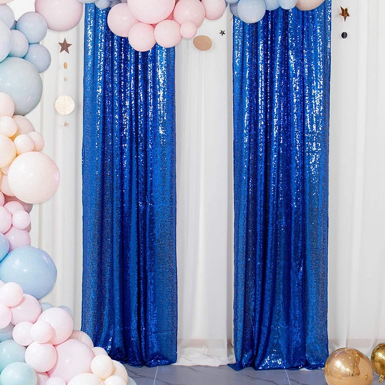 ROYAL - Sequin Curtains 2 Panels - Baby Shower Backdrop Glitter Backdrop Sequin Backdrop for Wedding