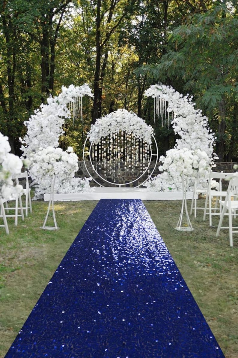 NAVY -Aisle Sequin Floor Runner - Perfect For Your Ceremony Floor Carpet Runner Aisle Runners for Weddings Fabric Aisle Runner for Party