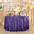 PURPLE - Sequin Tablecloth Round Glitter Round Table Cover Metallic Sequence Table Cloth for Birthday Party Baby Shower Wedding