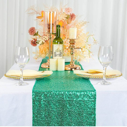 4 Pack -- GREEN - Sequin Table Runner Baby Shower Table Runner for Parties Wedding Table Runner Bridal Shower Birthday Event Table Decor