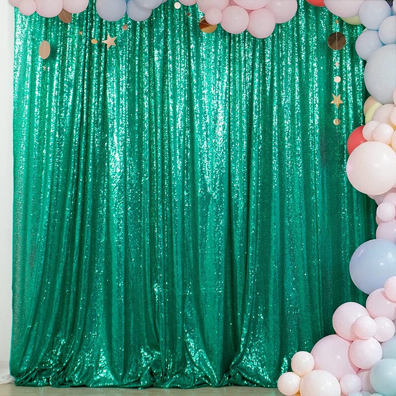TEAL - Sequin Backdrop 1 Panel 10FT x 10FT Christmas Party Backdrop Curtains Glitter Photo Background for Wedding Baby Shower Decoration