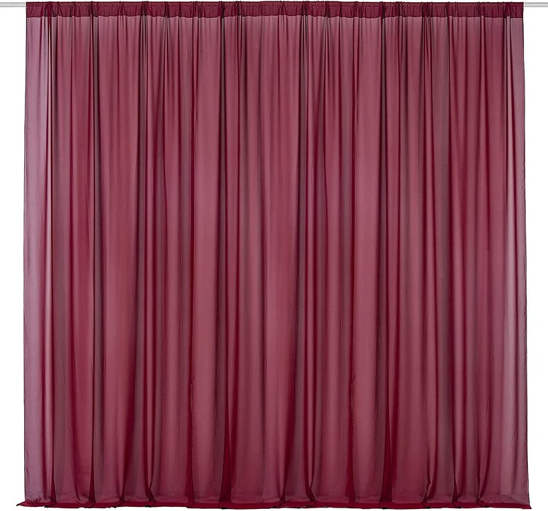 Backdrop Chiffon Curtains 10' Ft x 10' Ft - BURGUNDY - 1 Panel Chiffon Backdrop Curtain Sheer Curtains Wedding Arch Draping Fabric for Party