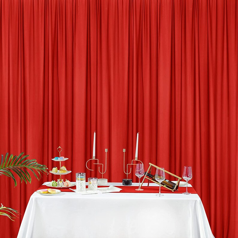 Backdrop Chiffon Curtains 10' Ft x 10' Ft - RED - 1 Panel Chiffon Backdrop Curtain Sheer Curtains Wedding Arch Draping Fabric for Party