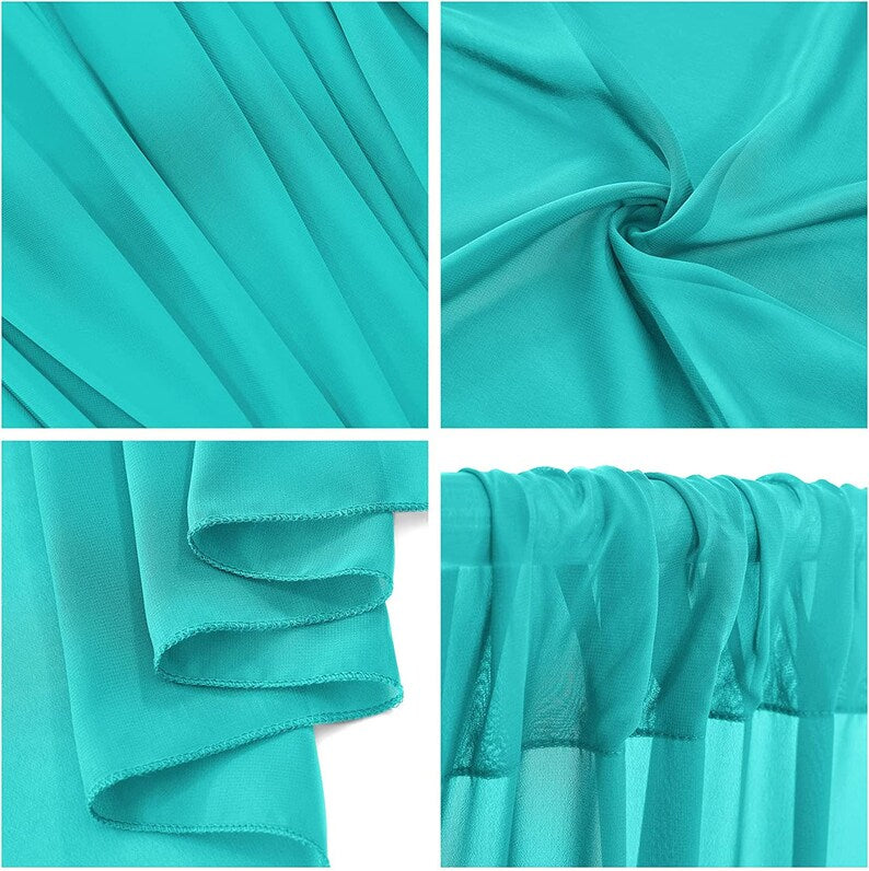Backdrop Chiffon Curtains 10' Ft x 10' Ft - TURQUOISE -1 Panel Chiffon Backdrop Curtain Sheer Curtains Wedding Arch Draping Fabric for Party