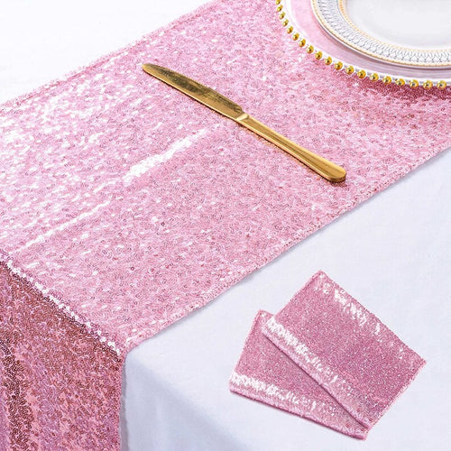 4 Pack -- PINK - Sequin Table Runner Baby Shower Table Runner for Parties Wedding Table Runner Bridal Shower Birthday Event Table Decor