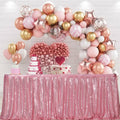 SWEETHEART - PINK - 14ft Sequin Table Skirt for Round/Rectangle/Square Table for Birthday Party Wedding Christmas Event Party Decor